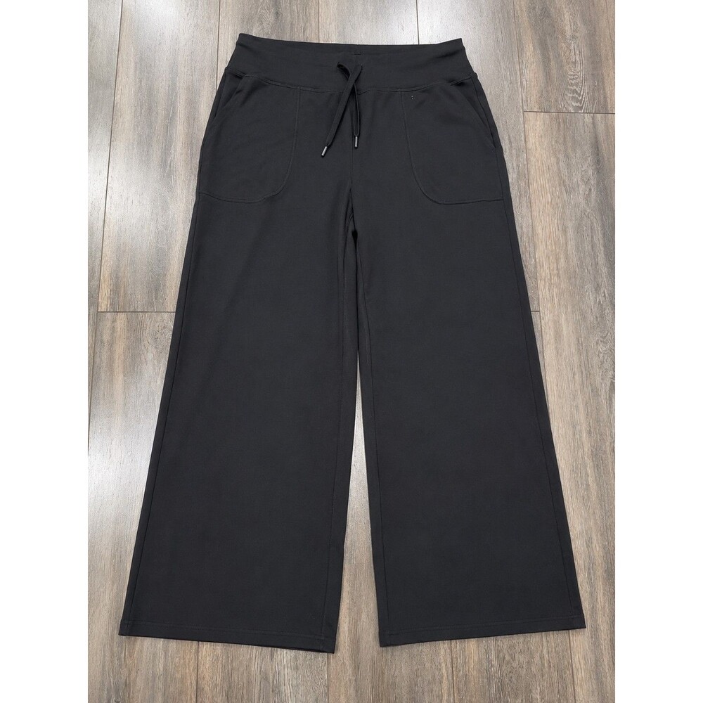 G4Free Womens 2XL Black Wide Leg Yoga Pants Drawstring Pockets 29 Inseam